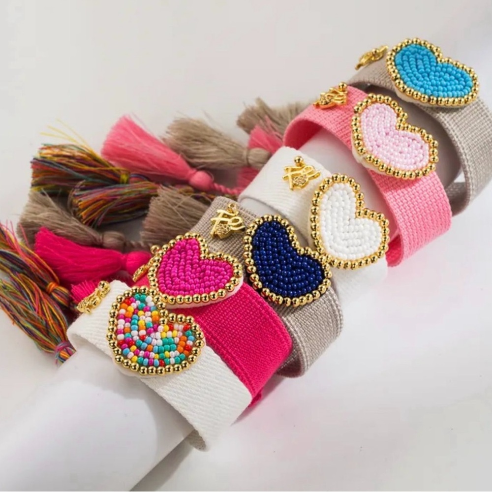 Colorful Heart Charm Bracelets Set